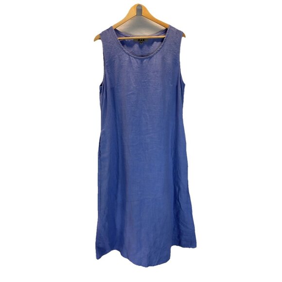 Flax Dresses & Skirts - Flax Women’s Summer Blue Linen Midi‎ tank Dress sz M Lagenlook artsy oversized